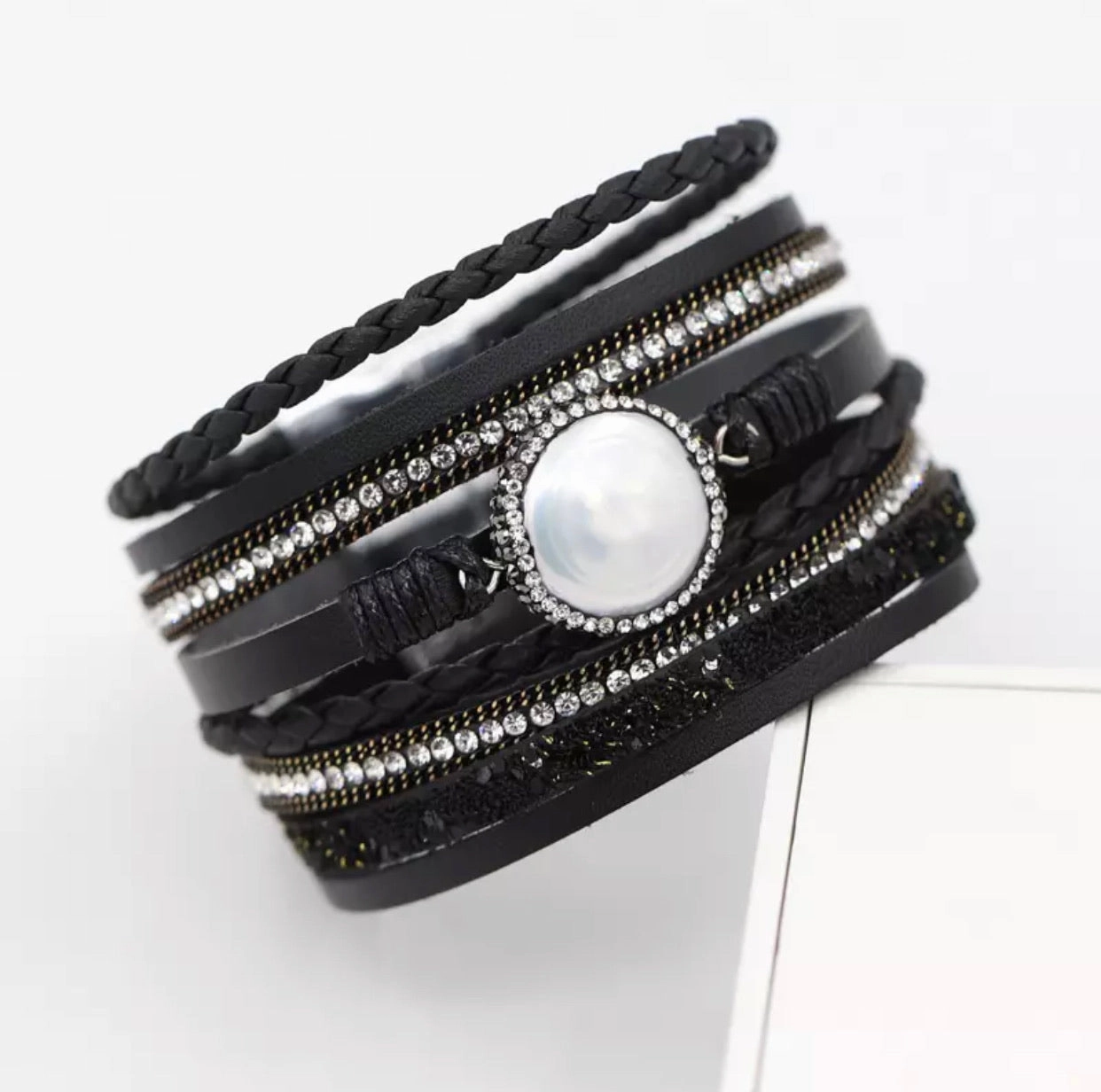 Sophia Multi-Strand Pearl Leather Bracelet