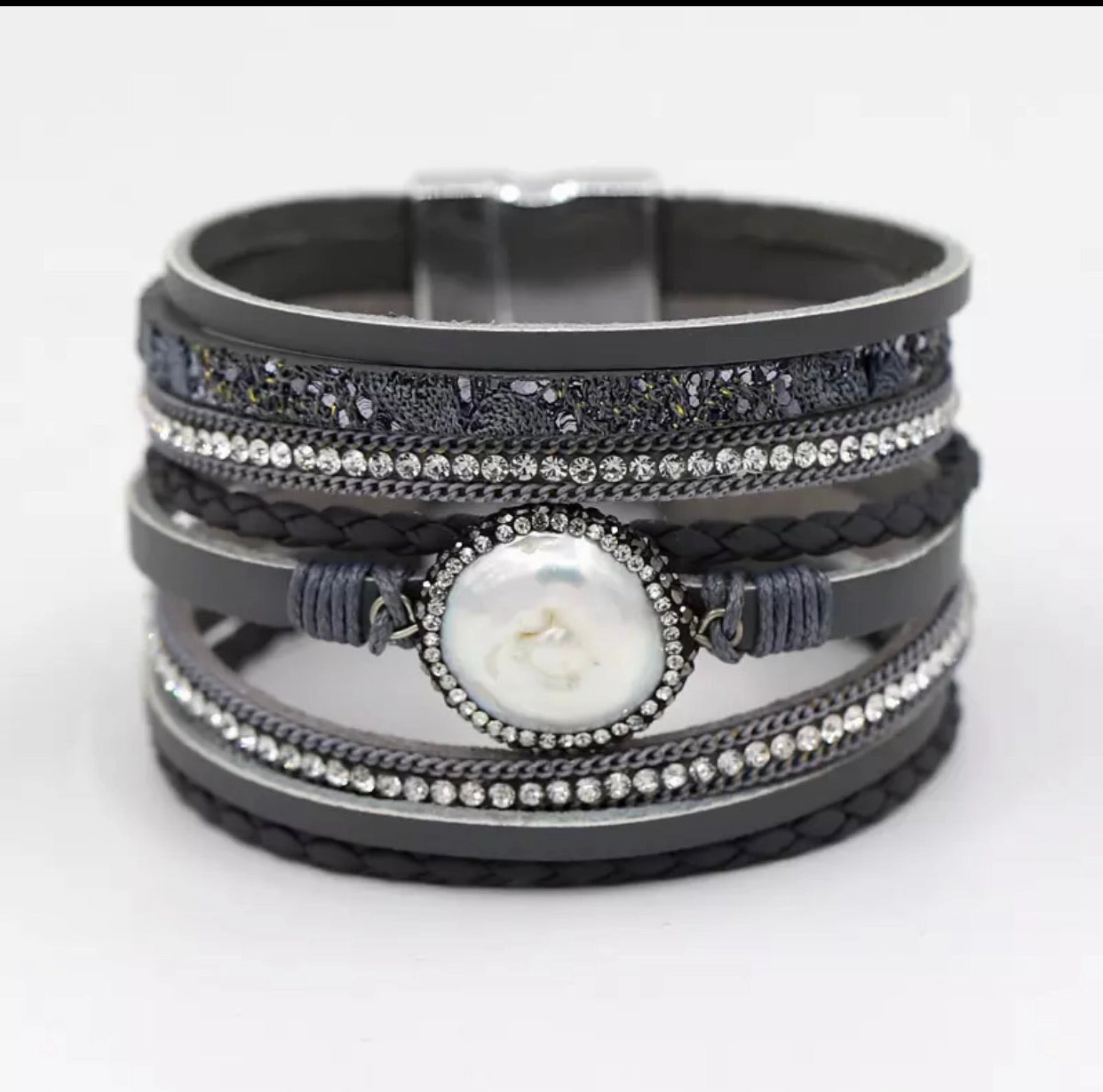 Sophia Multi-Strand Pearl Leather Bracelet