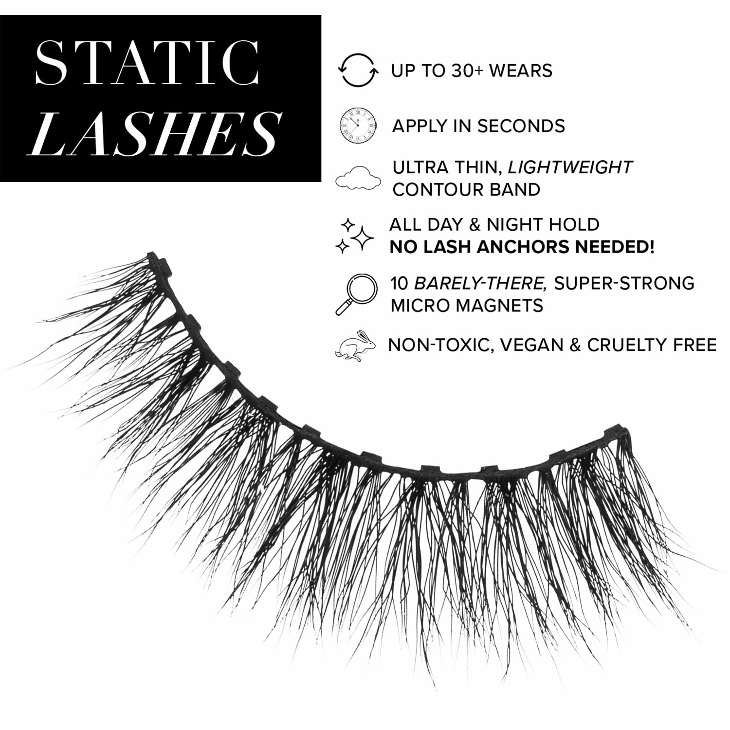 Static Nails Magnetic Eyelashes | Soft Glam (Black, Glam) | Comfortable Magnetic Lashes, Fake Eyelash Extension Kit, False Lashes | Reusable, No Glue Needed, 3D Natural Look Eyelashes
