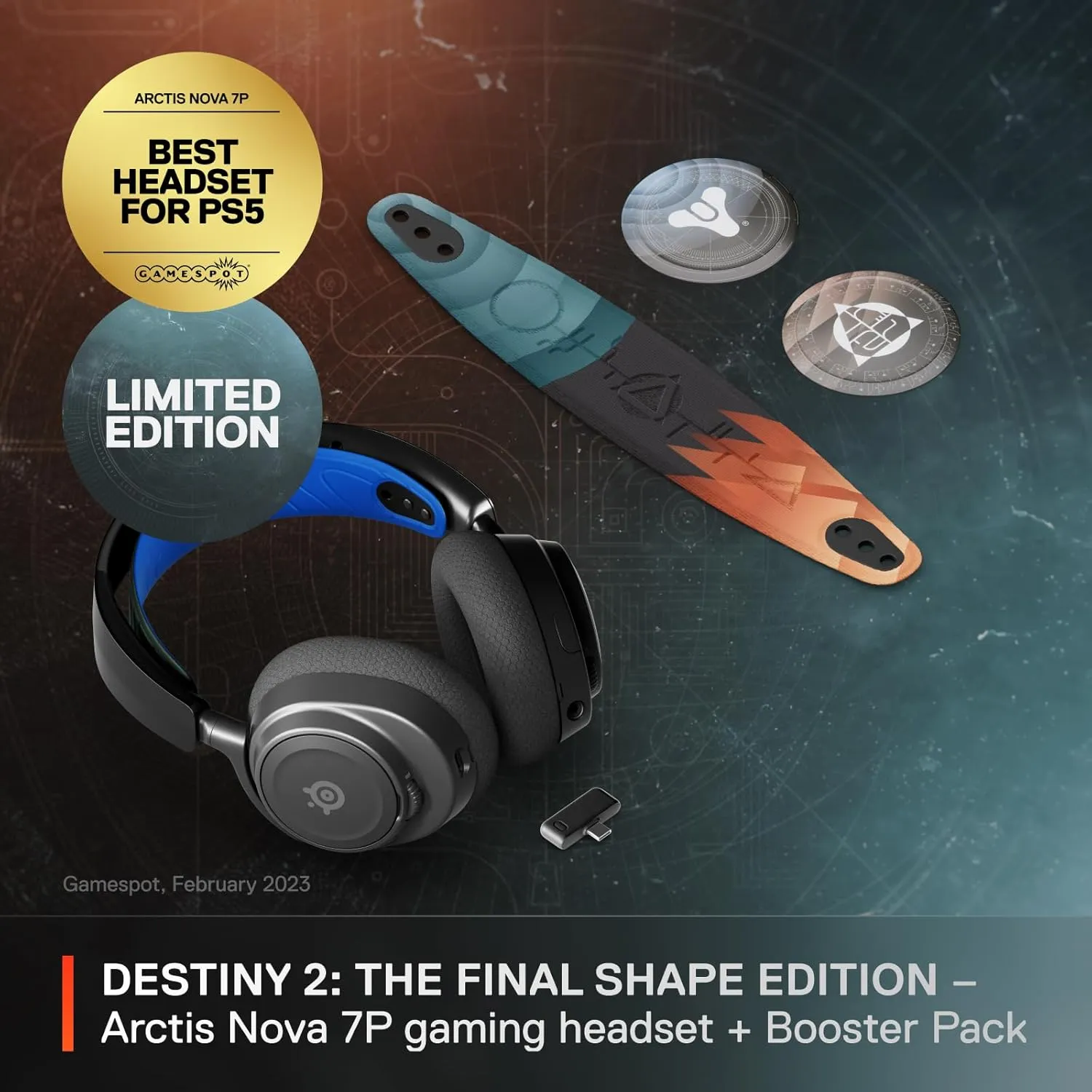 SteelSeries Arctis Nova 7P Wireless Multi-Platform Gaming Headset Bundle — Destiny 2: The Final Shape Edition — In-Game Items — 2.4GHz   Mixable Bluetooth — 38H USB-C Battery — PlayStation, PC, Switch