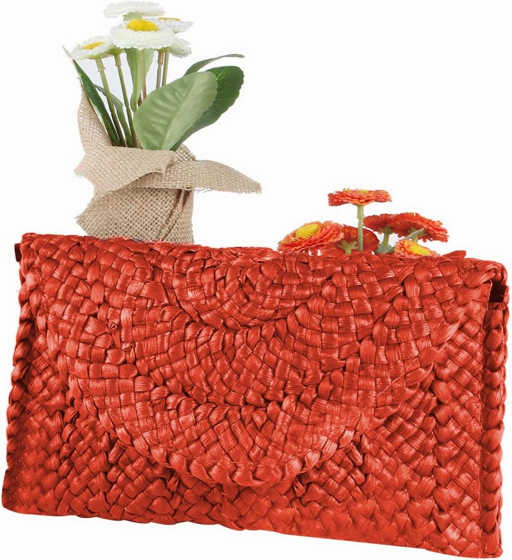 Straw Clutch Purses for Women Summer Beach Bags Envelope Woven Clutch Handbags