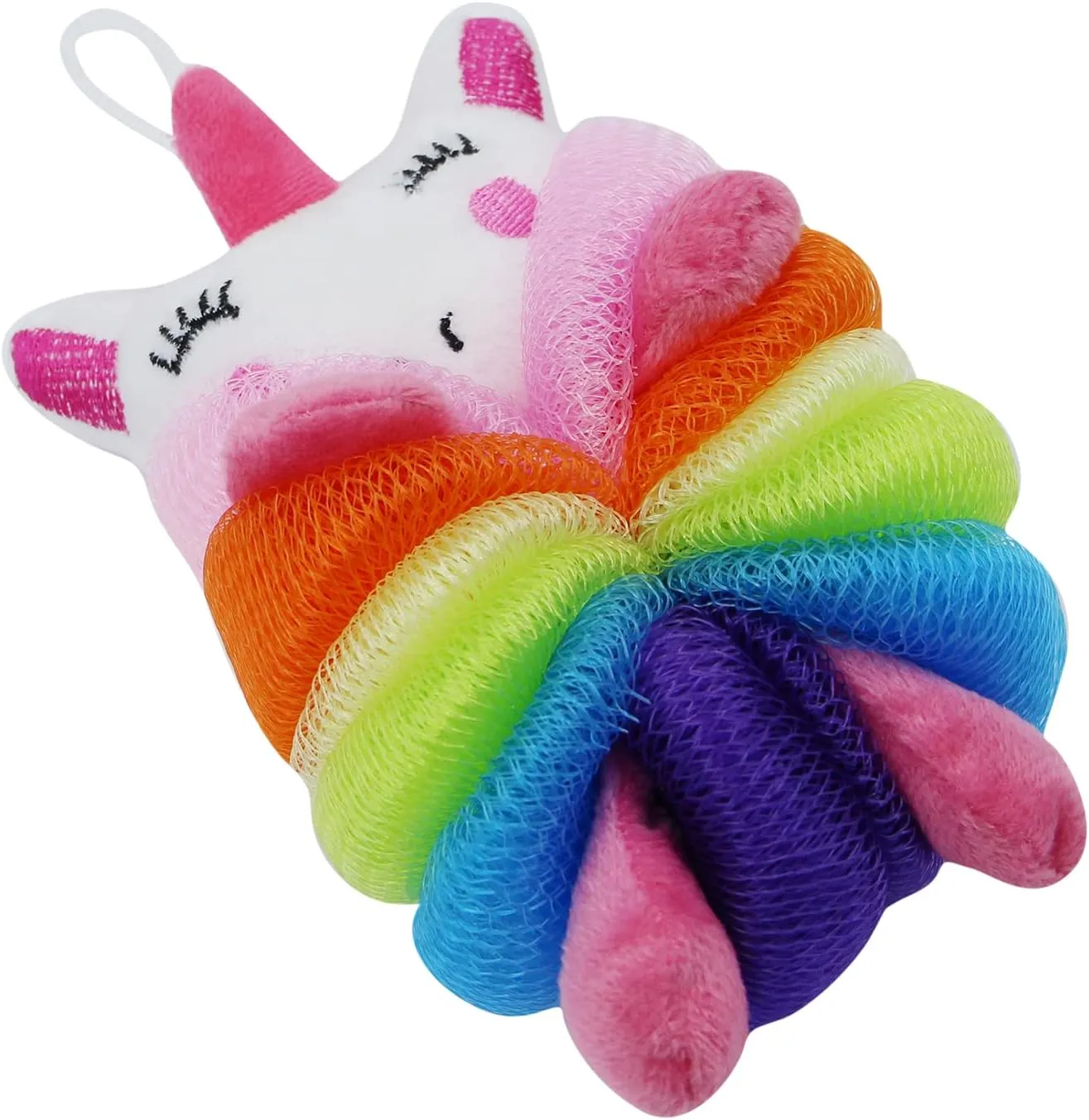 Suillty Unicorn Cartoon Animal Bath Shower Sponge Pouf Loofahs - Eco-Friendly Exfoliating Mesh Brush Mesh Bath Shower Ball Sponge - Exfoliate, Cleanse, Soothe Skin