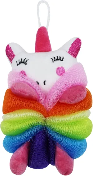 Suillty Unicorn Cartoon Animal Bath Shower Sponge Pouf Loofahs - Eco-Friendly Exfoliating Mesh Brush Mesh Bath Shower Ball Sponge - Exfoliate, Cleanse, Soothe Skin