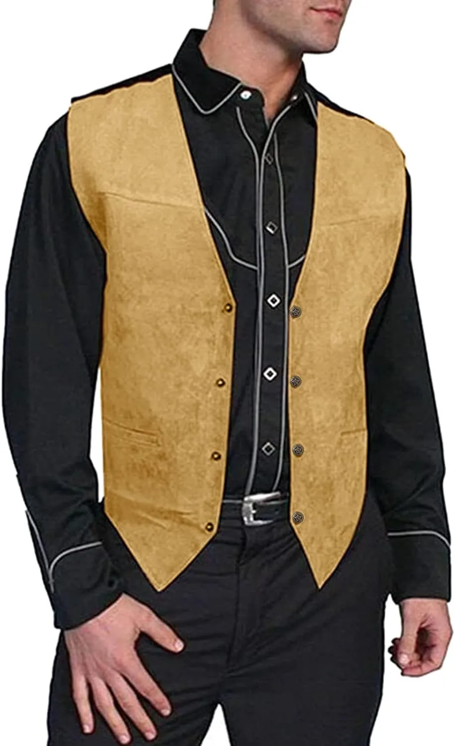 Suit Vest Leather V Neck Pocket Retro Color Vest Blouse With Button Brown Vest Linen Vest Men For Hunting Vest For