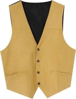 Suit Vest Leather V Neck Pocket Retro Color Vest Blouse With Button Brown Vest Linen Vest Men For Hunting Vest For