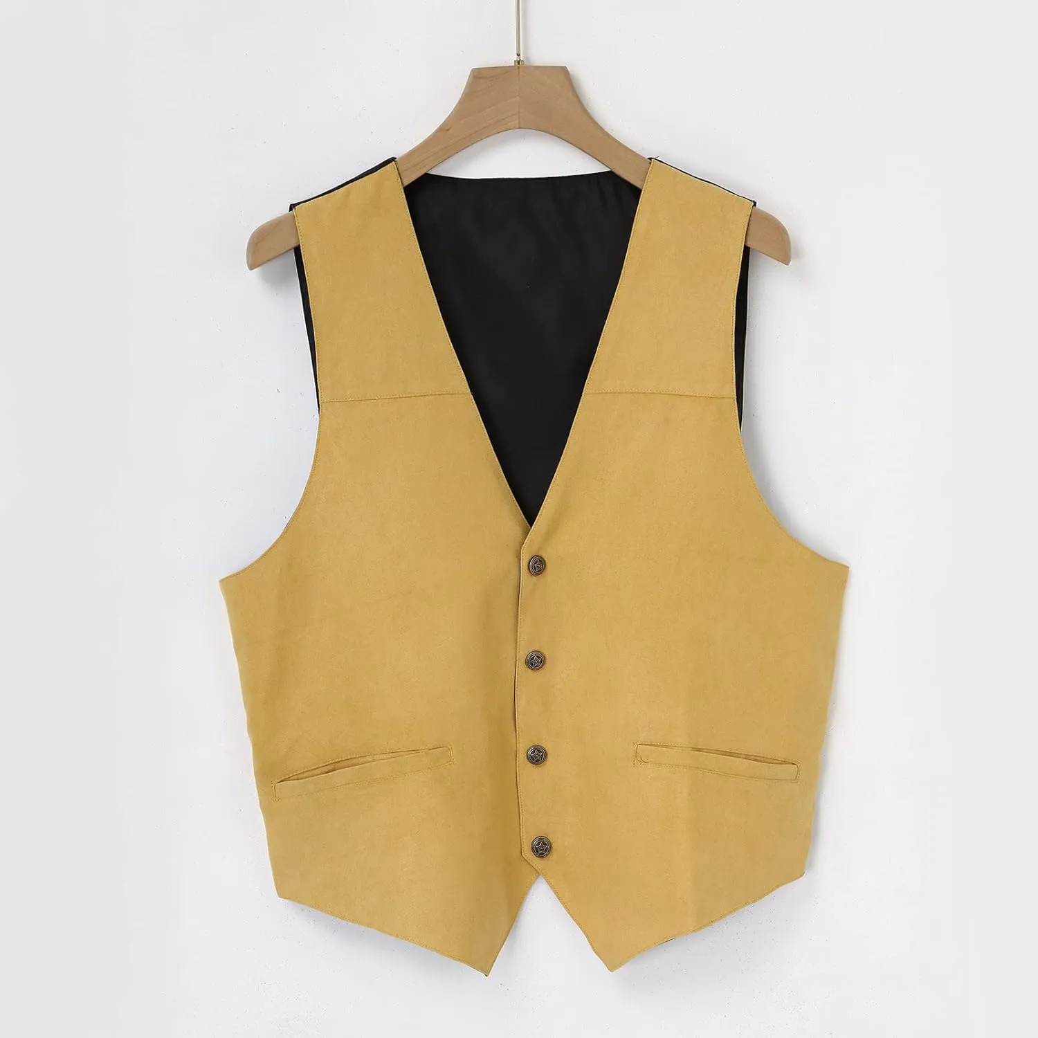 Suit Vest Leather V Neck Pocket Retro Color Vest Blouse With Button Brown Vest Linen Vest Men For Hunting Vest For
