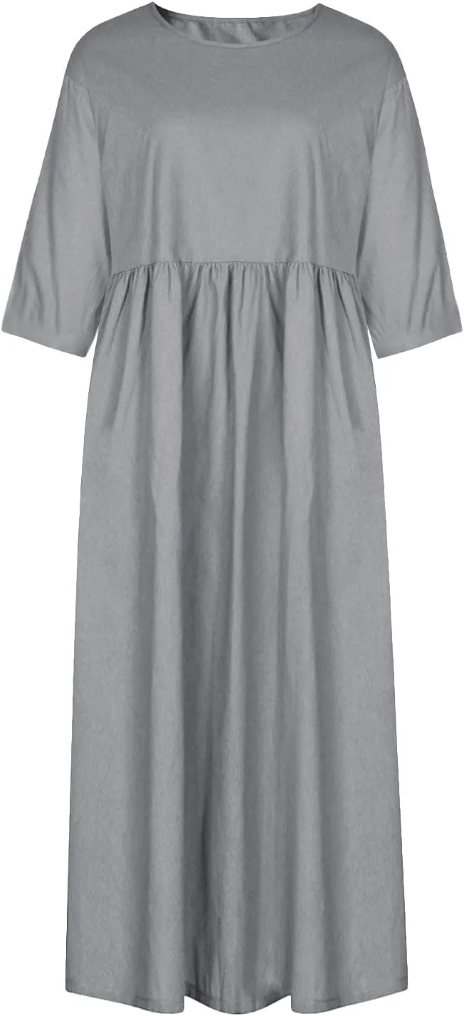 Summer Dresses for Women 2025 Trendy Casual Long Sundresses with Pockets Sundress Loose A Line Dress Beach Vacation