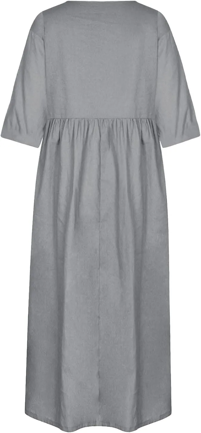 Summer Dresses for Women 2025 Trendy Casual Long Sundresses with Pockets Sundress Loose A Line Dress Beach Vacation