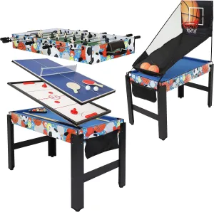 Sunnydaze 5-in-1 Multi-Game Table for Kids - Combo Game Table with Billiards, Push Hockey, Foosball, Ping Pong, and Basketball - 45-Inch