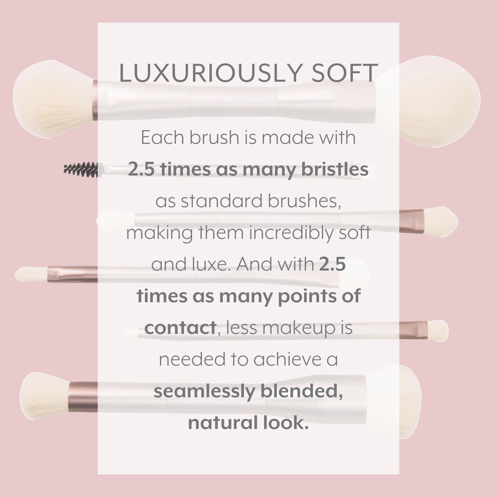 Sustainable Luxury 6 Dual-Ended Makeup Brush Set with Travel Case for a full-face application, Professional Makeup Brushes Set, Cream & Powder Complexion, Conceal/Define, Brow/Line, Crease/Eye Detail