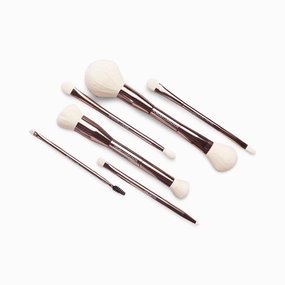 Sustainable Luxury 6 Dual-Ended Makeup Brush Set with Travel Case for a full-face application, Professional Makeup Brushes Set, Cream & Powder Complexion, Conceal/Define, Brow/Line, Crease/Eye Detail