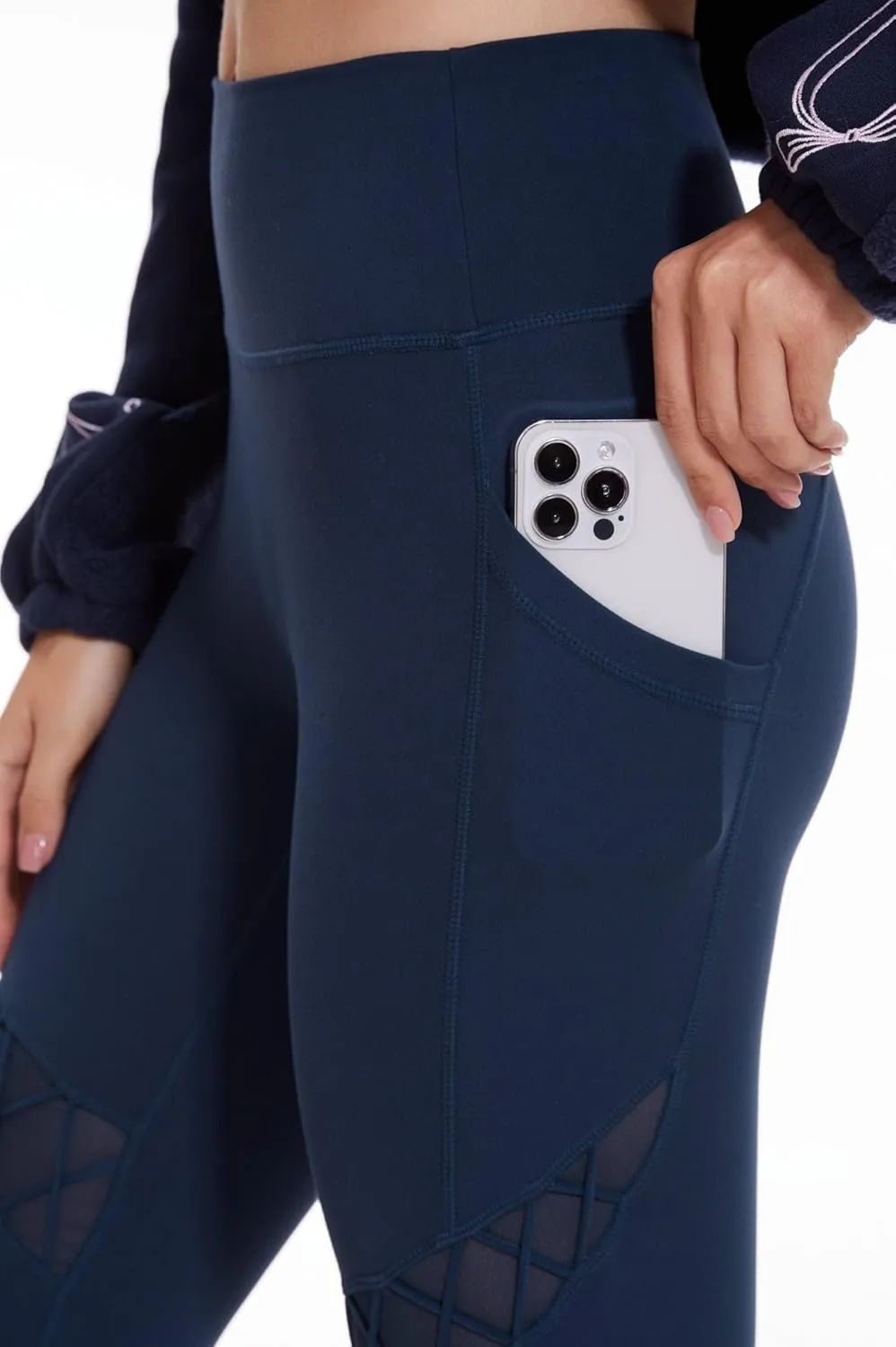 Sustainale High Waisted Yoga Capris Leggings with Pockets for Women Workout Fitness Running Pants Tight