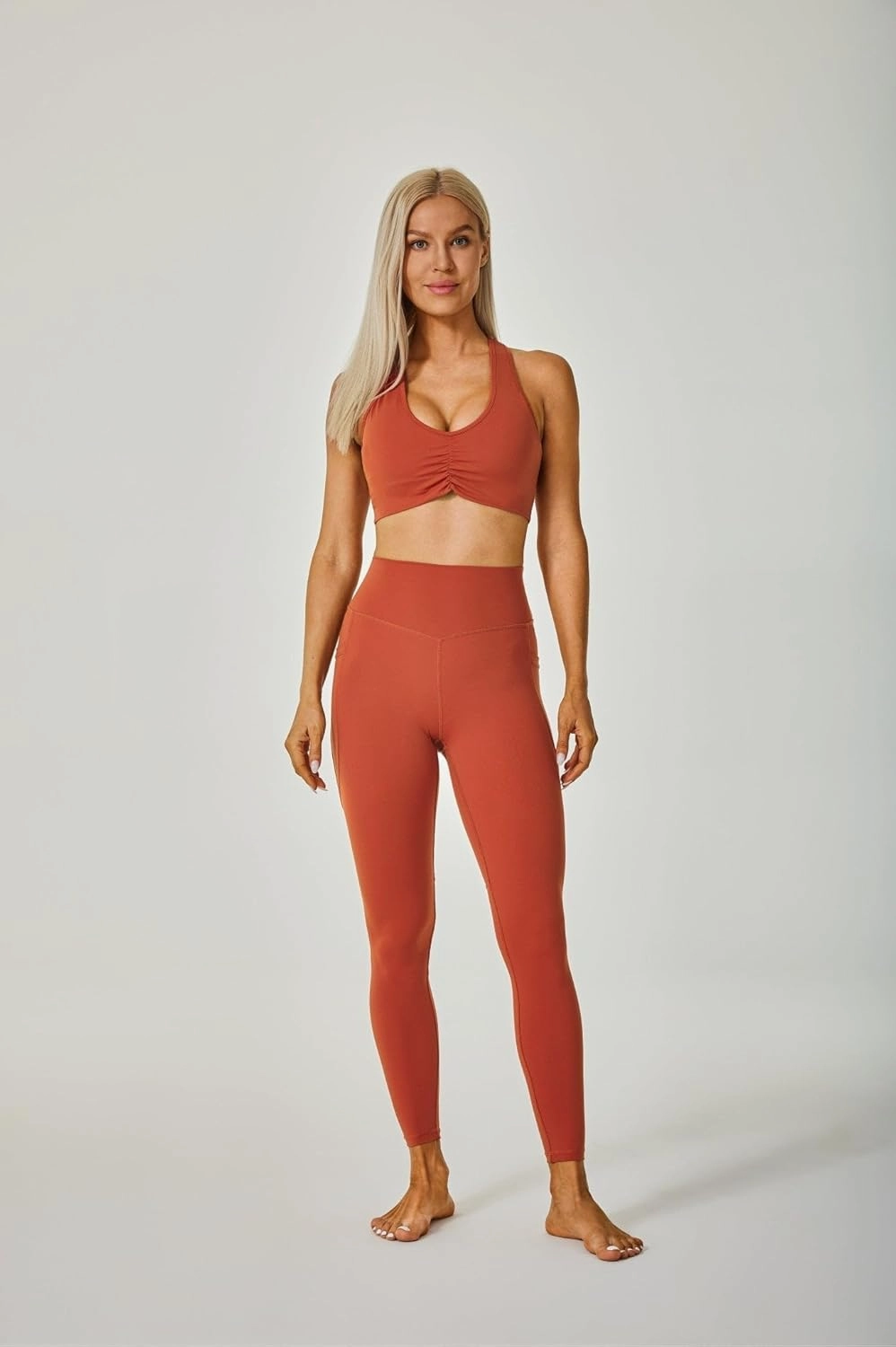 Sustainale High Waisted Yoga Capris Leggings with Pockets for Women Workout Fitness Running Pants Tight