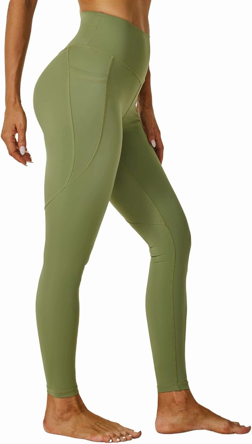 Sustainale High Waisted Yoga Capris Leggings with Pockets for Women Workout Fitness Running Pants Tight