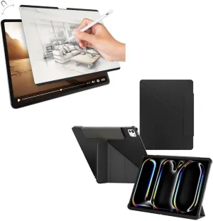 SwitchEasy Origami 2024 Case for iPad Pro 11" Bundle with Magnetic SwitchPaper Screen Protector for 2024 iPad Pro 11"-Black