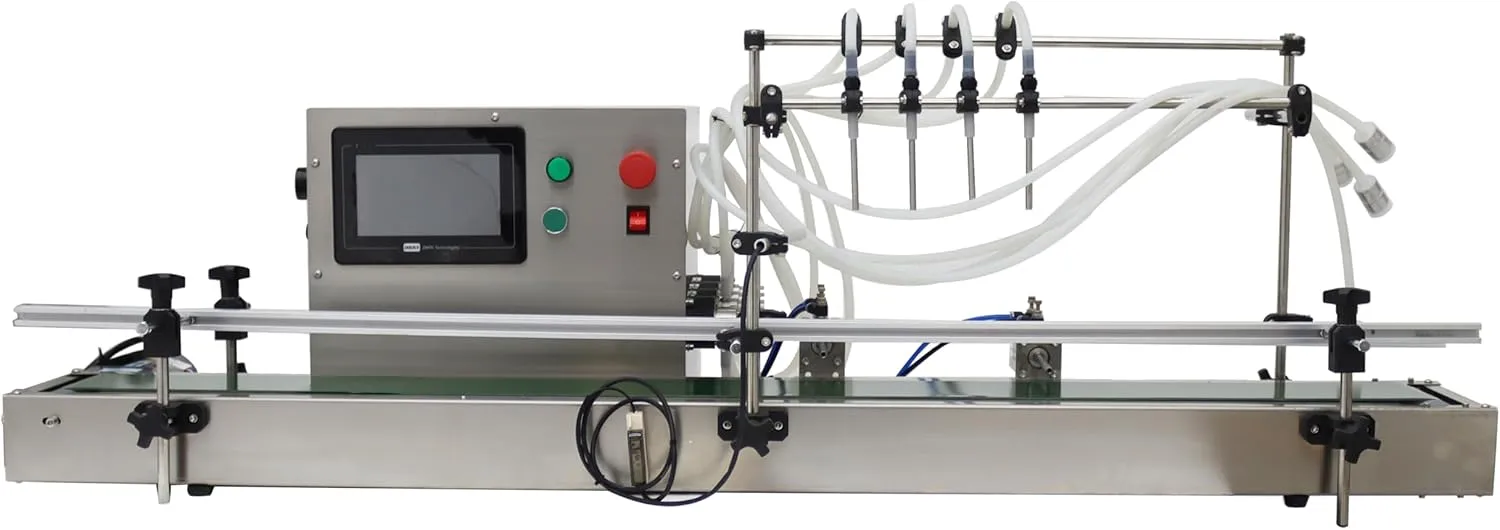 TECHTONGDA Automatic Liquid Filling Machine Pneumatic 10-1000ml with 4 Heads 8mm Nozzle Magnetic Pump Filling for Beverages Cosmetics