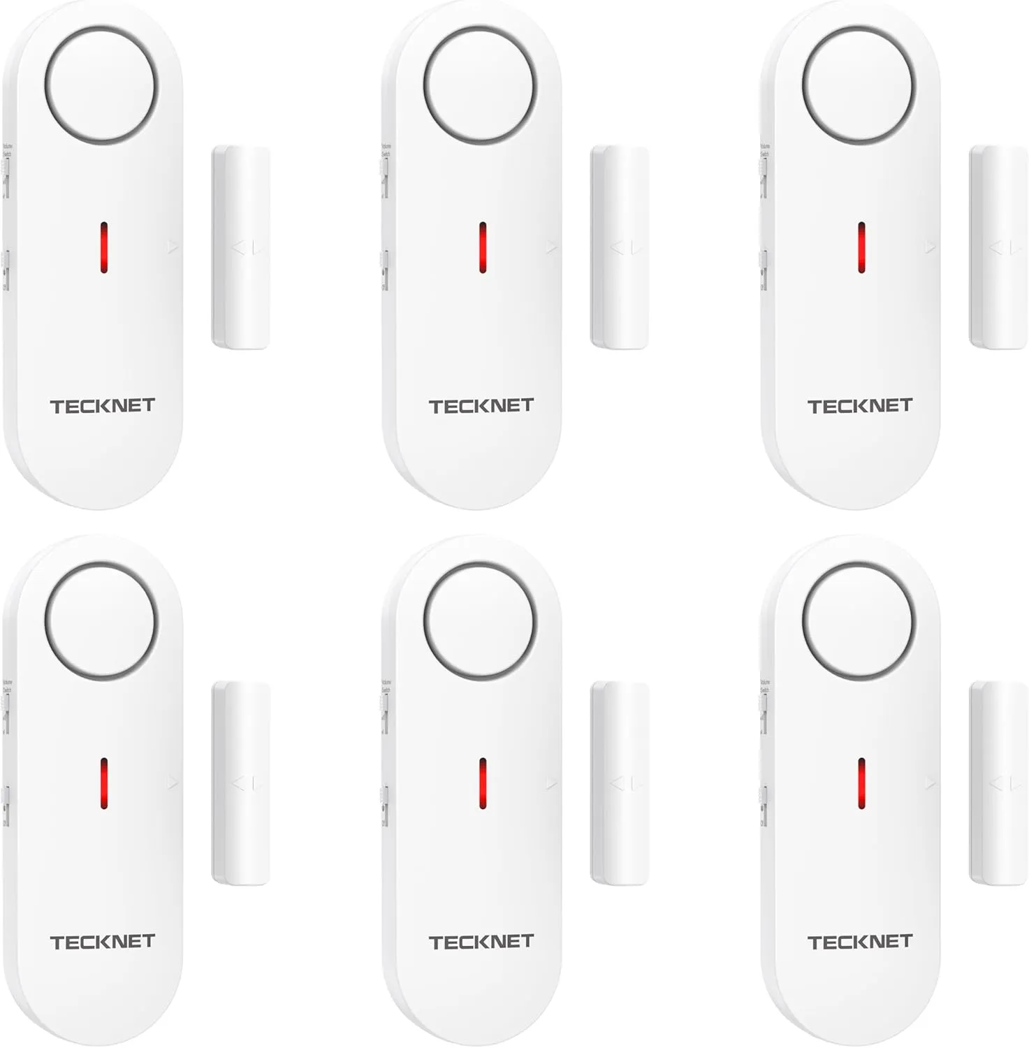 TECKNET Door Alarms for Kids Safety, Window Alarm Pool Alarms Door Alarm for Home Security, 2-in-1 Alarm & Chime, 3-Level Volume Control, Wireless Alarm for House Hotel Cars Sheds Caravans (6 Pack)