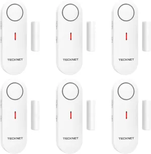 TECKNET Door Alarms for Kids Safety, Window Alarm Pool Alarms Door Alarm for Home Security, 2-in-1 Alarm & Chime, 3-Level Volume Control, Wireless Alarm for House Hotel Cars Sheds Caravans (6 Pack)