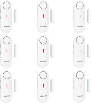 TECKNET Door Alarms for Kids Safety, Window Alarm Pool Alarms Door Alarm for Home Security, 2-in-1 Alarm & Chime, 3-Level Volume Control, Wireless Alarm for House Hotel Cars Sheds Caravans (9 Pack)