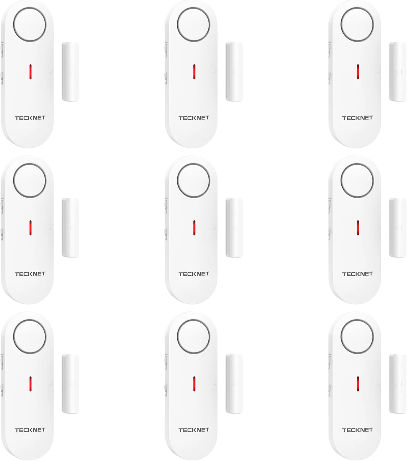 TECKNET Door Alarms for Kids Safety, Window Alarm Pool Alarms Door Alarm for Home Security, 2-in-1 Alarm & Chime, 3-Level Volume Control, Wireless Alarm for House Hotel Cars Sheds Caravans (9 Pack)