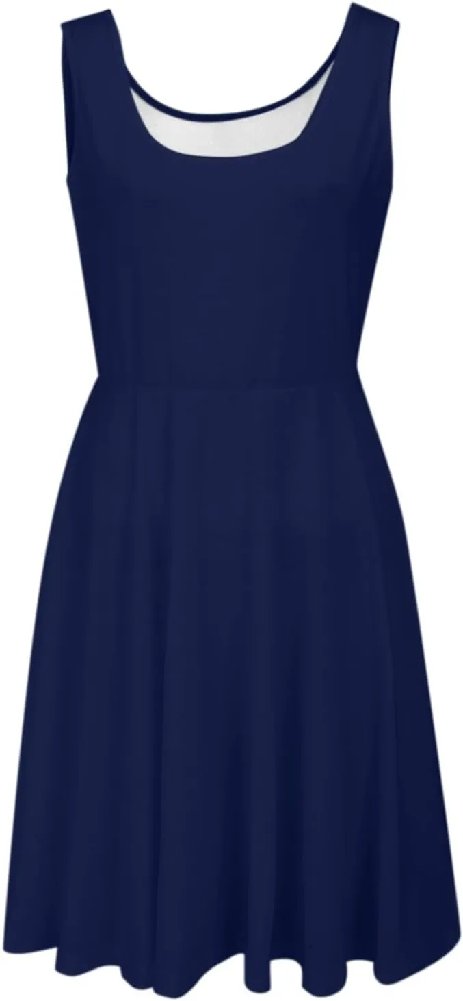 Tennis Short Dress for Women High Neck Knee Length Slim Sleeveless Tummy Control Cute Workout Summer Dresses