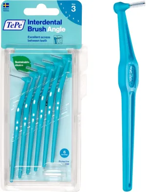 TEPE Angle Blue Interdental Brushes (0.6mm - Size 3) 1 x 6 Brushes