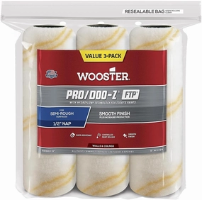 The Wooster Brush Company RR669-9 Pro Doo Z FTP Roller Cover 1/2-Inch Nap, 3-Pack