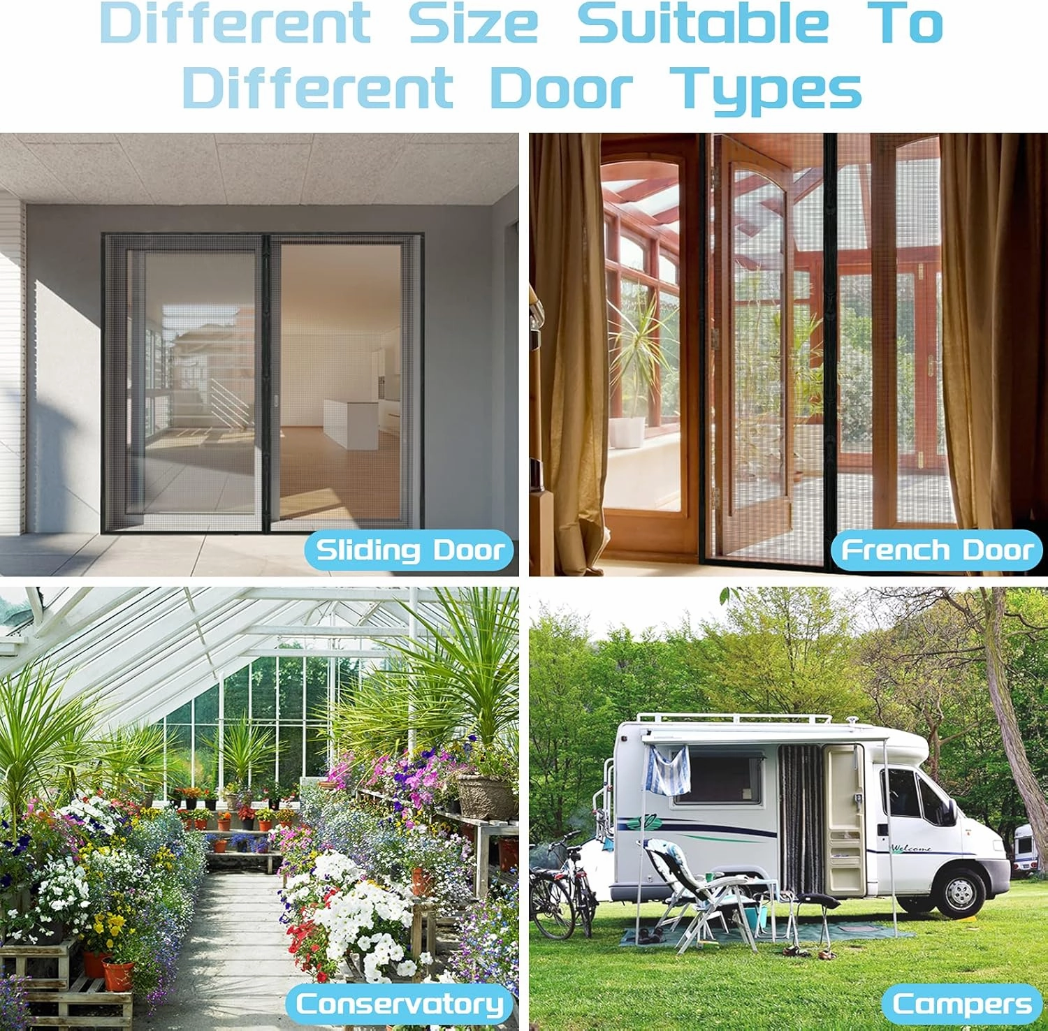 TheFitLife Fiberglass Magnetic Screen Door - Heavy Duty Mesh with Full Frame Hook and Loop Powerful Magnets That Closure Automatically, Door Screen Mesh Net