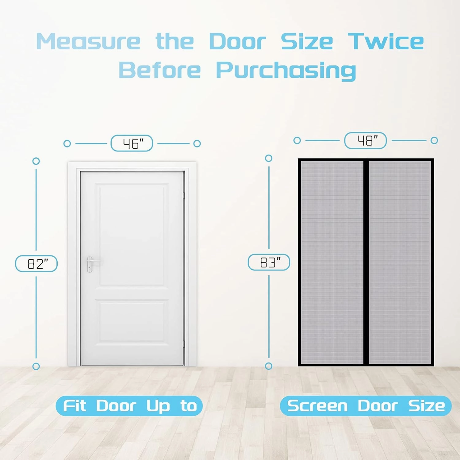 TheFitLife Fiberglass Magnetic Screen Door - Heavy Duty Mesh with Full Frame Hook and Loop Powerful Magnets That Closure Automatically, Door Screen Mesh Net