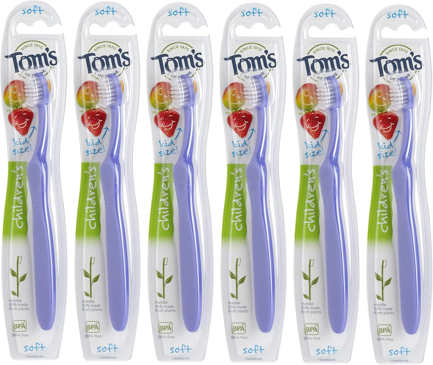 Tom's of Maine Kids BPA-Free Toothbrush, Soft, 6-Pack