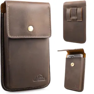 Topstache X-Large Leather Phone Holster for Belt, S23 Ultra S23 Plus Clip Holder for Men, Pouch for iPhone 14 Pro Max, Universal Smartphone Holster With Protective Case