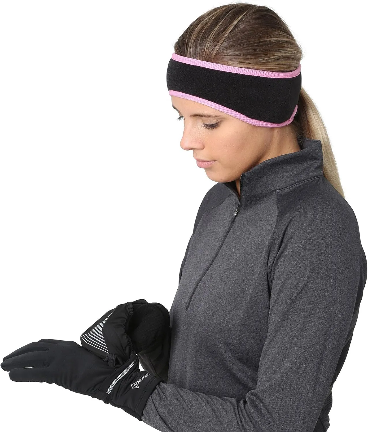 TrailHeads Women’s Ponytail Headband | Fleece Earband | Winter Running Headband