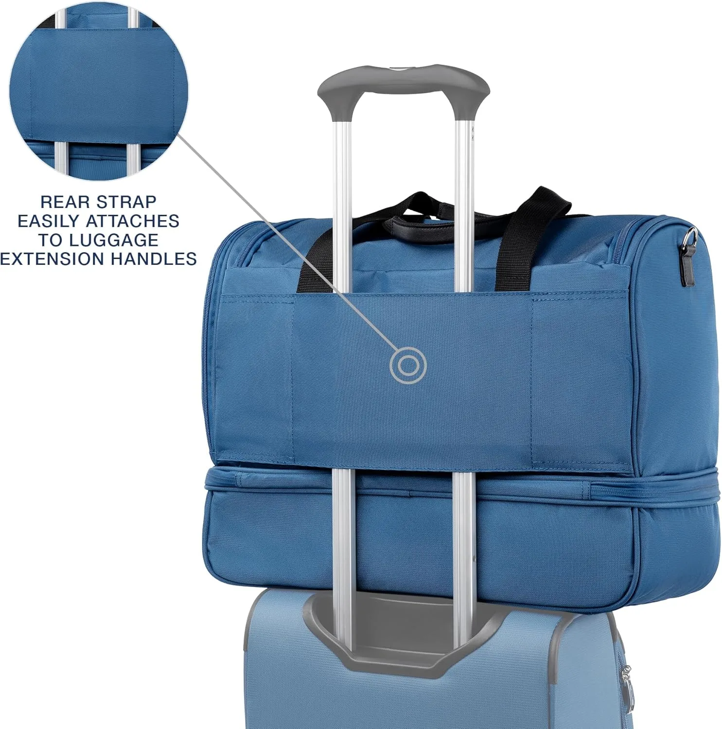 Travelpro Maxlite 5 Softside Carry-on Weekender with Drop-Bottom Compartment, Lightweight Overnight Travel Duffel Bag, Men and Women, Ensign Blue, 19-Inch