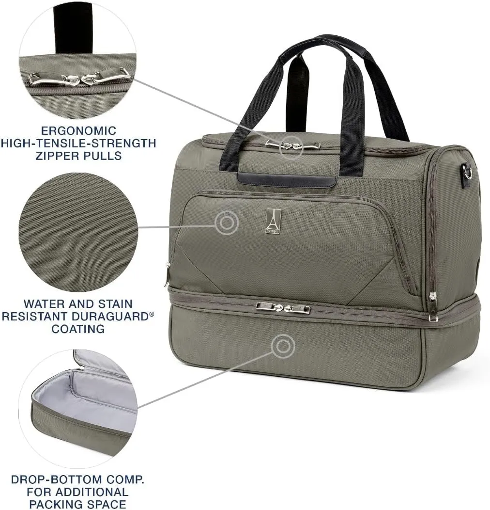 Travelpro Maxlite 5 Softside Carry-on Weekender with Drop-Bottom Compartment, Lightweight Overnight Travel Duffel Bag, Men and Women, Slate Green, 19-Inch
