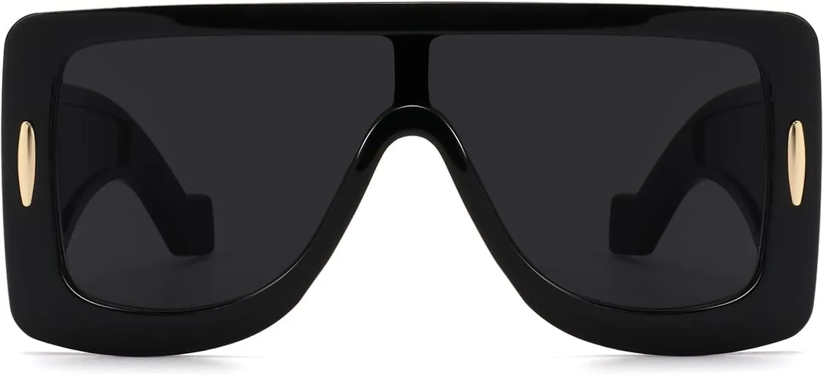 Trendy Anagram Mask Sunglasses for Women Men Oversized Flat Top Fashion Shield Sun Glasses UV Protection Sunnies