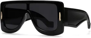 Trendy Anagram Mask Sunglasses for Women Men Oversized Flat Top Fashion Shield Sun Glasses UV Protection Sunnies