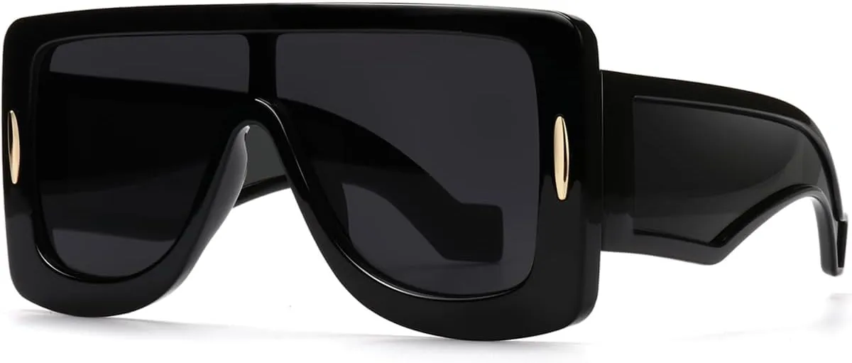 Trendy Anagram Mask Sunglasses for Women Men Oversized Flat Top Fashion Shield Sun Glasses UV Protection Sunnies