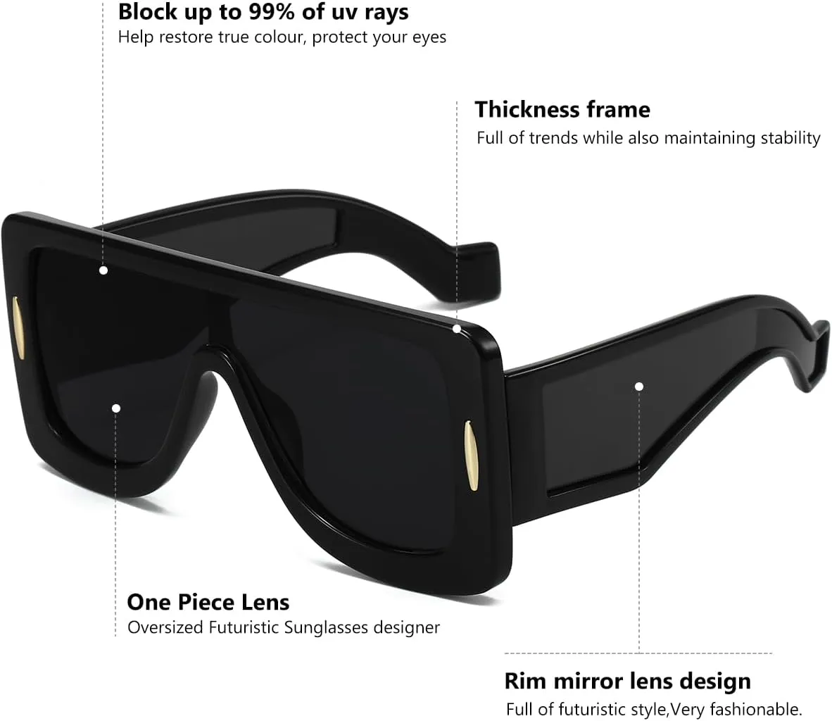 Trendy Anagram Mask Sunglasses for Women Men Oversized Flat Top Fashion Shield Sun Glasses UV Protection Sunnies