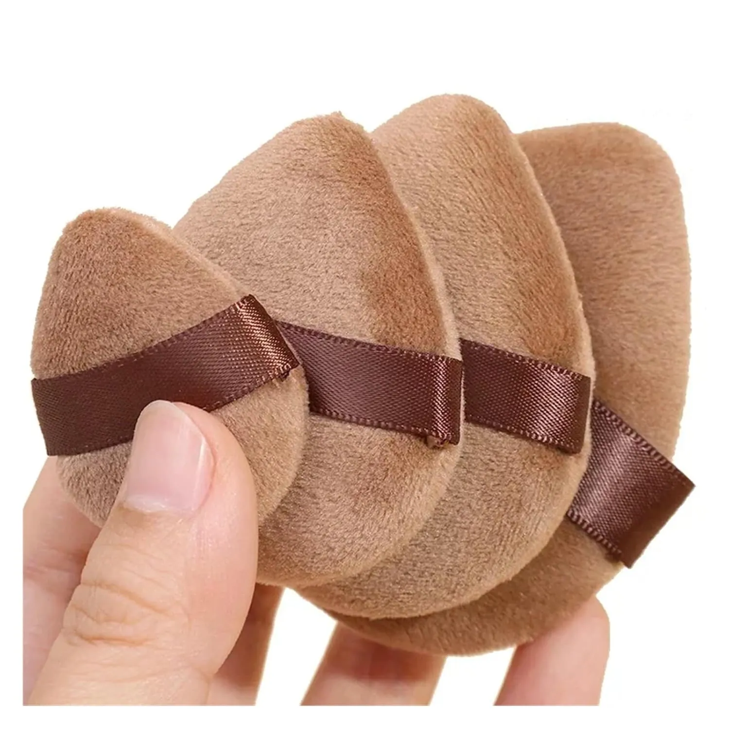 Triangle Powder Puff Cosmetic Puff Loose Powder Velour Soft Makeup Sponge for Face Eye Contouring Washable Velvet Puffs(04 L)