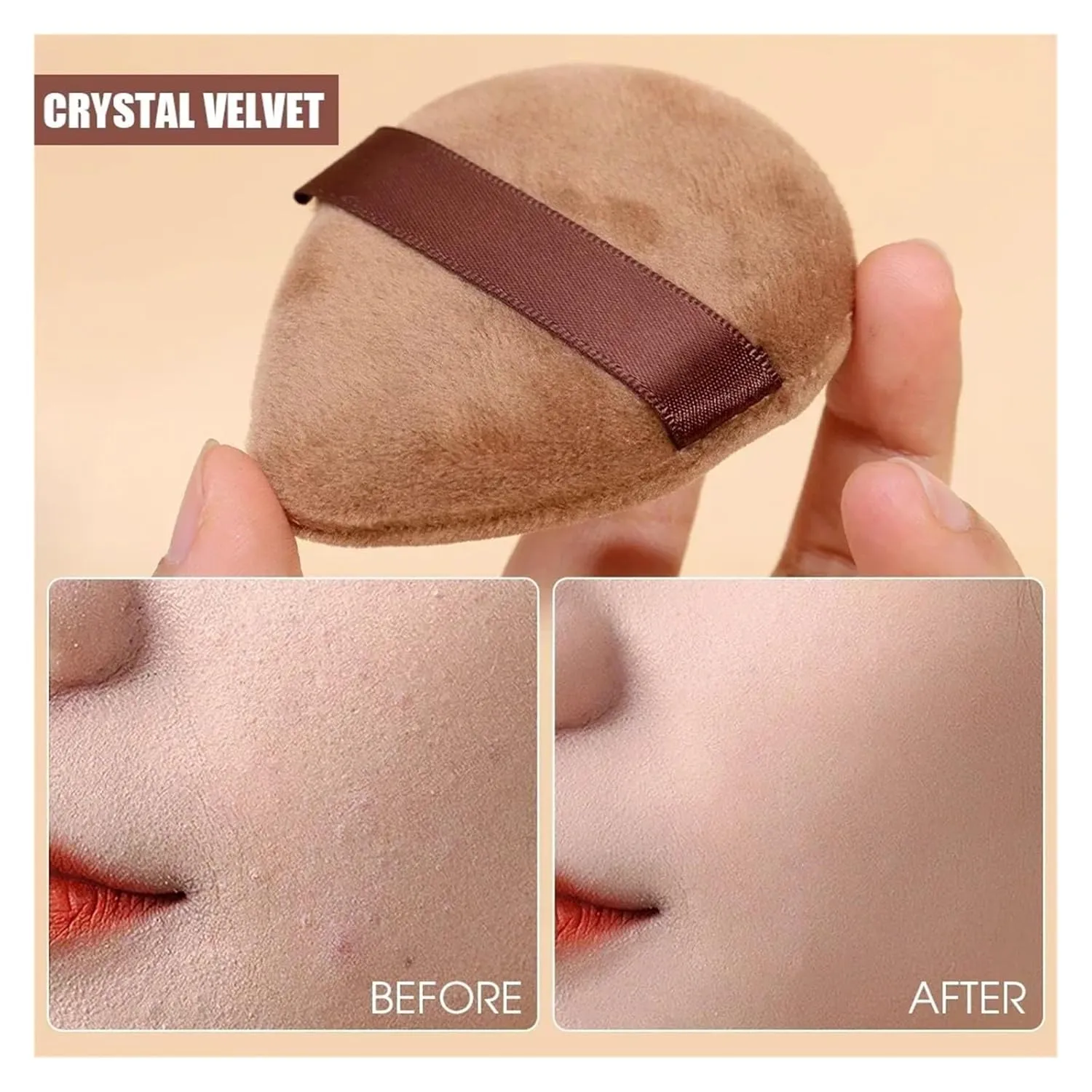 Triangle Powder Puff Cosmetic Puff Loose Powder Velour Soft Makeup Sponge for Face Eye Contouring Washable Velvet Puffs(04 L)
