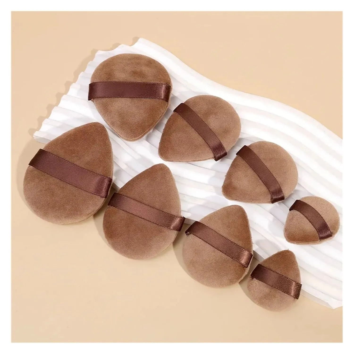 Triangle Powder Puff Cosmetic Puff Loose Powder Velour Soft Makeup Sponge for Face Eye Contouring Washable Velvet Puffs(05 S and M)