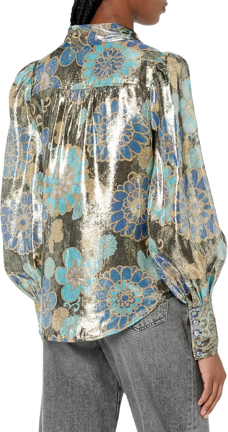 Trina Turk Women's Metallic Button Up Blouse