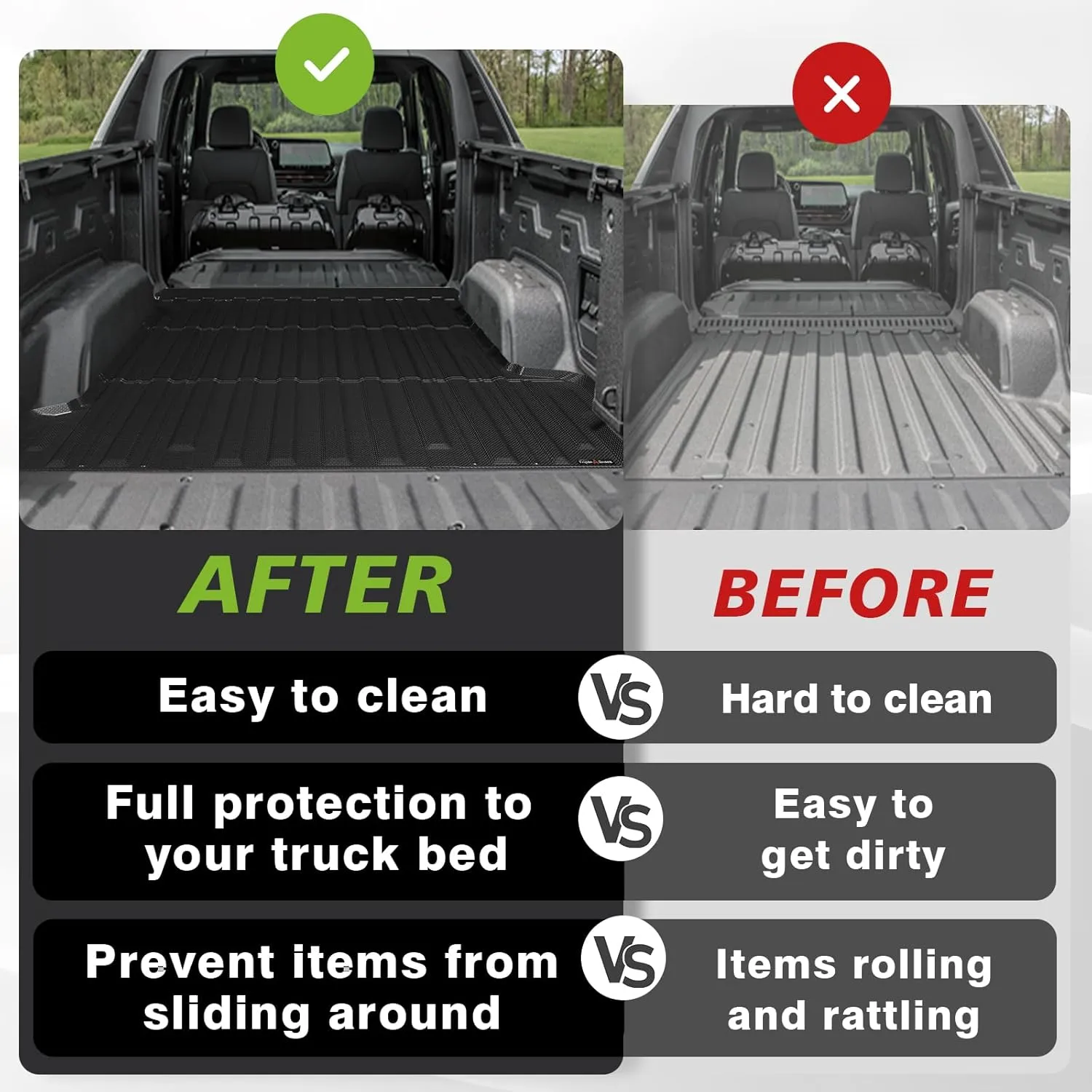 TripleAliners Truck Bed Mat Compatible with 2024 2025 Chevrolet Silverado EV RST/GMC Sierra EV Denali Accessories Vehicle Perfectly Flush All Weather Protection TPE Pickup Cargo Mat(5.9FT/70.6 inches)