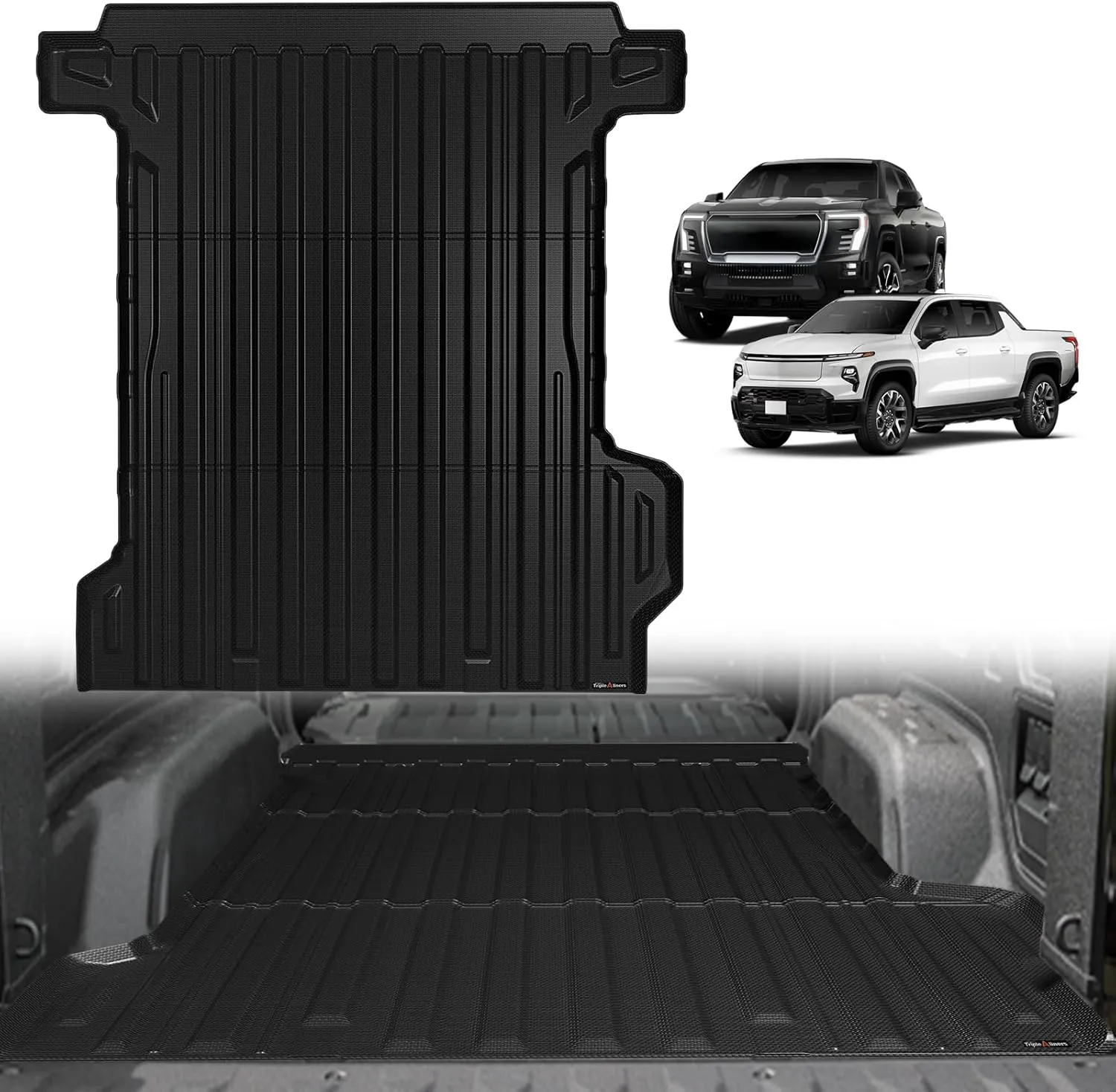 TripleAliners Truck Bed Mat Compatible with 2024 2025 Chevrolet Silverado EV RST/GMC Sierra EV Denali Accessories Vehicle Perfectly Flush All Weather Protection TPE Pickup Cargo Mat(5.9FT/70.6 inches)