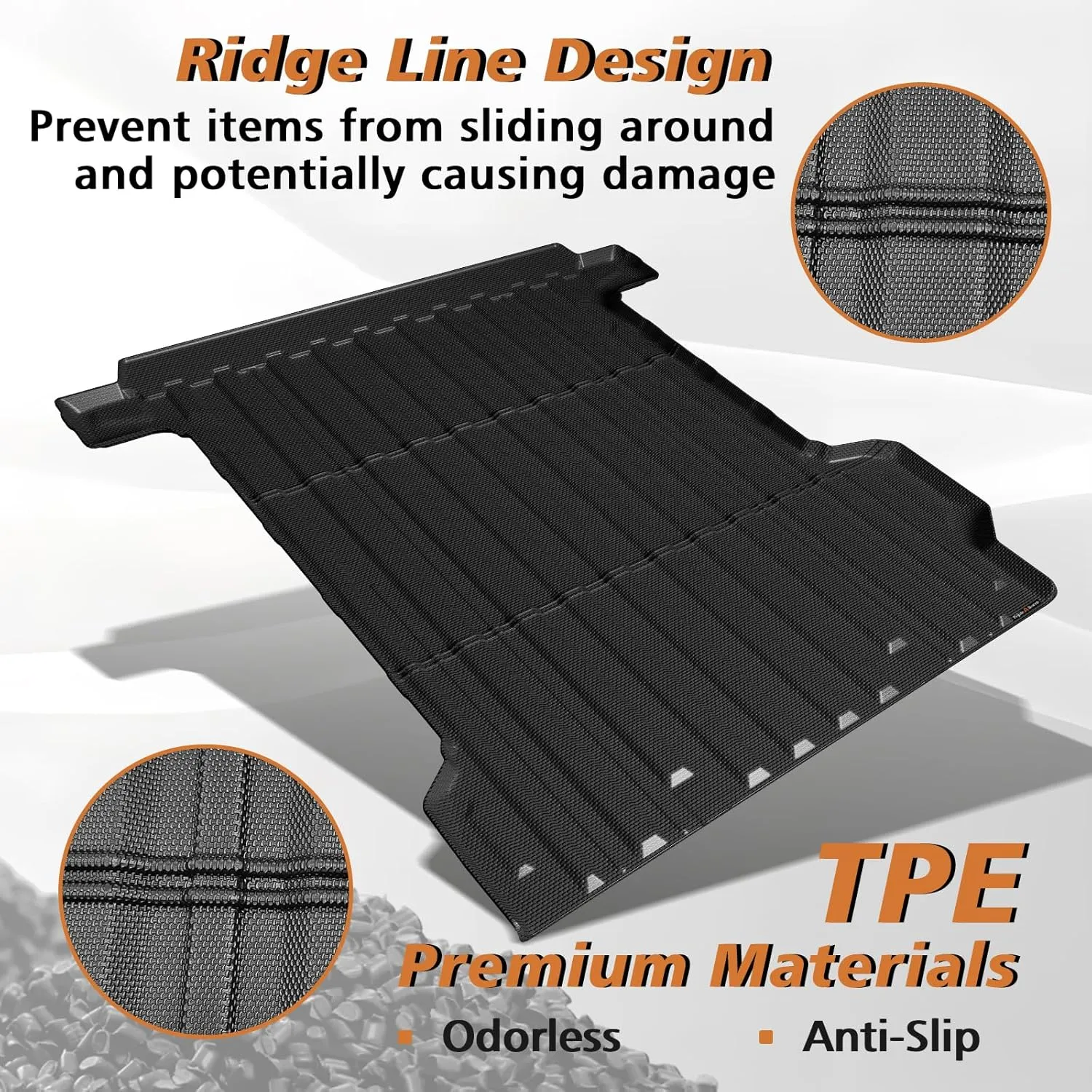 TripleAliners Truck Bed Mat Compatible with 2024 2025 Chevrolet Silverado EV RST/GMC Sierra EV Denali Accessories Vehicle Perfectly Flush All Weather Protection TPE Pickup Cargo Mat(5.9FT/70.6 inches)