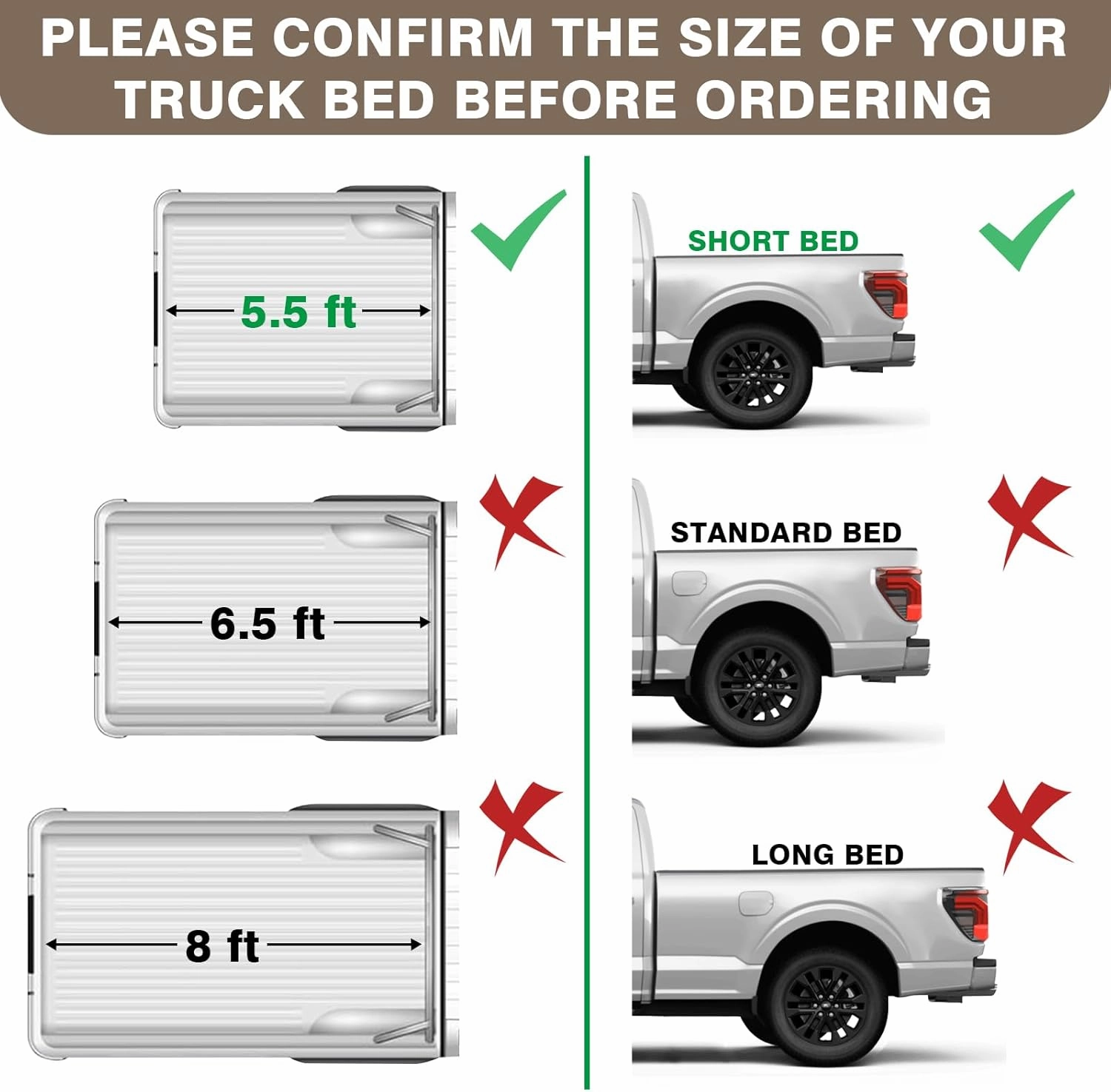 TripleAliners Truck Bed Mat Compatible with 2015-2023 Ford F150 & Lightning Accessories 5.5FT Flush All Weather Protection TPE Heavy Duty Pickup Cargo Mat