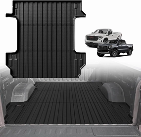 TripleAliners Truck Bed Mat Compatible with 2019-2024 2025 Chevy Silverado/GMC Sierra 1500 Accessories 5'8'' Vehicle Bed Perfectly Flush All Weather Protection TPE Heavy Duty Pickup Cargo Mat