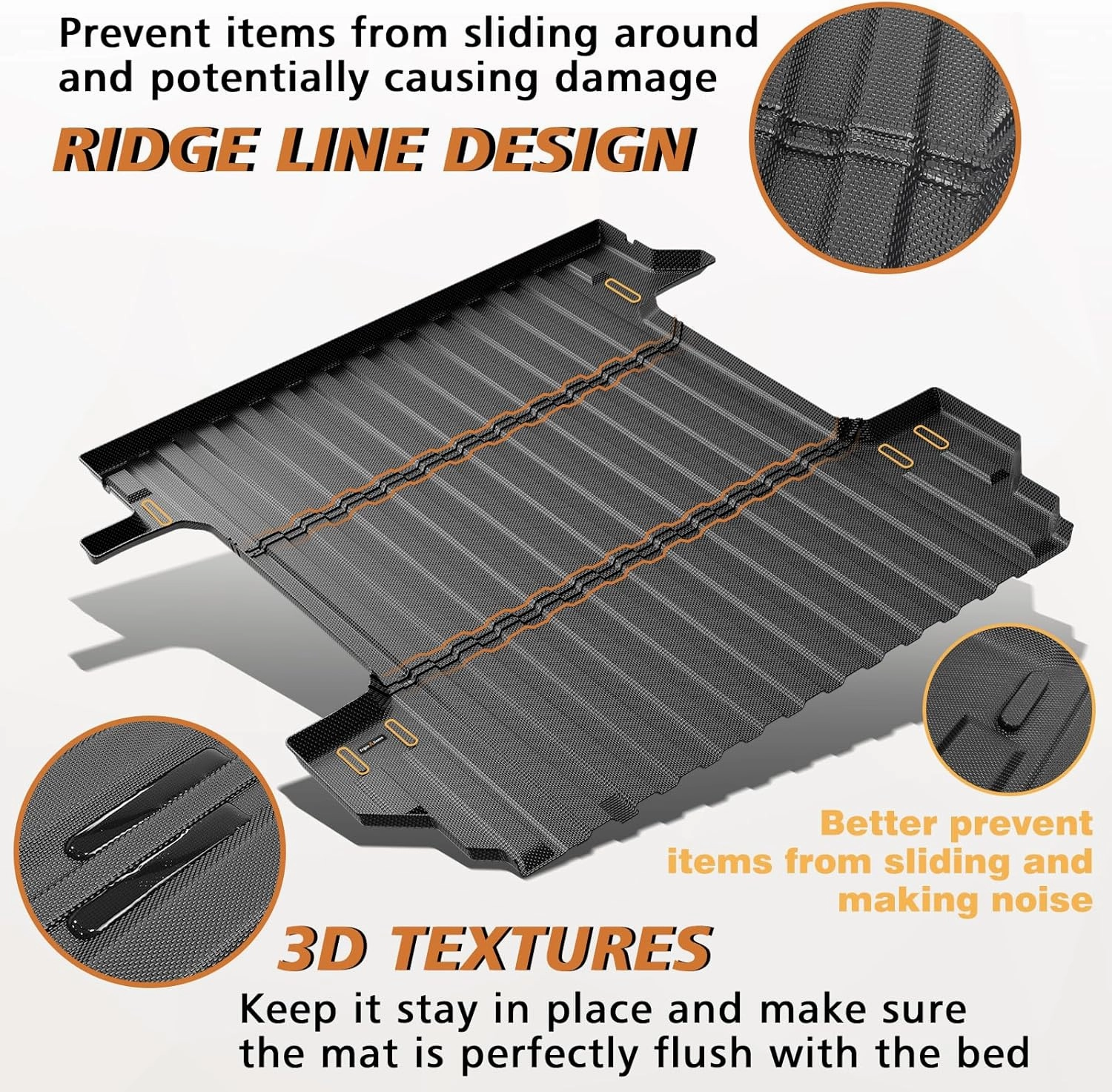 TripleAliners Truck Bed Mat Compatible with 2019-2024 2025 Chevy Silverado/GMC Sierra 1500 Accessories 5'8'' Vehicle Bed Perfectly Flush All Weather Protection TPE Heavy Duty Pickup Cargo Mat