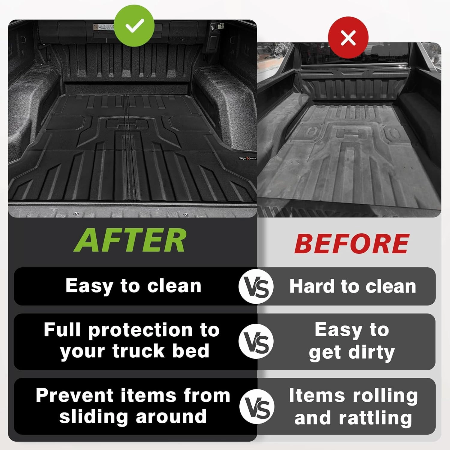 TripleAliners Truck Bed Mat Compatible with 2022 2023 2024 2025 GMC Hummer EV Accessories Vehicle Perfectly Flush All Weather Protection TPE Heavy Duty Pickup Car Bed Cargo Mat