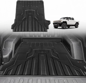 TripleAliners Truck Bed Mat Compatible with 2022 2023 2024 2025 GMC Hummer EV Accessories Vehicle Perfectly Flush All Weather Protection TPE Heavy Duty Pickup Car Bed Cargo Mat